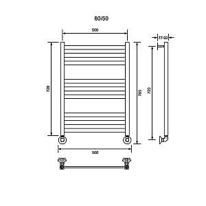 Полотенцесушитель водяной Veconi Vero-B V8050B-B черный купить в интернет-магазине сантехники Sanbest