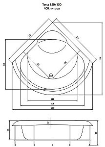 Гидромассажная ванна Aquatika Тема Basic 150х150 купить в интернет-магазине Sanbest