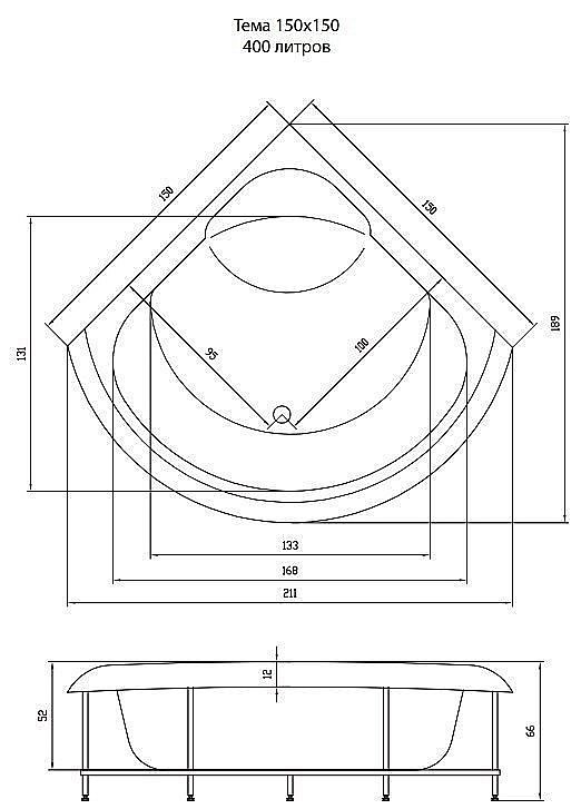 Гидромассажная ванна Aquatika Тема Basic 150х150 купить в интернет-магазине Sanbest