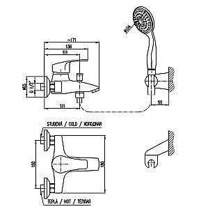 Смеситель для ванны RAV-Slezak KONGO K054.5/2 хром купить в интернет-магазине сантехники Sanbest