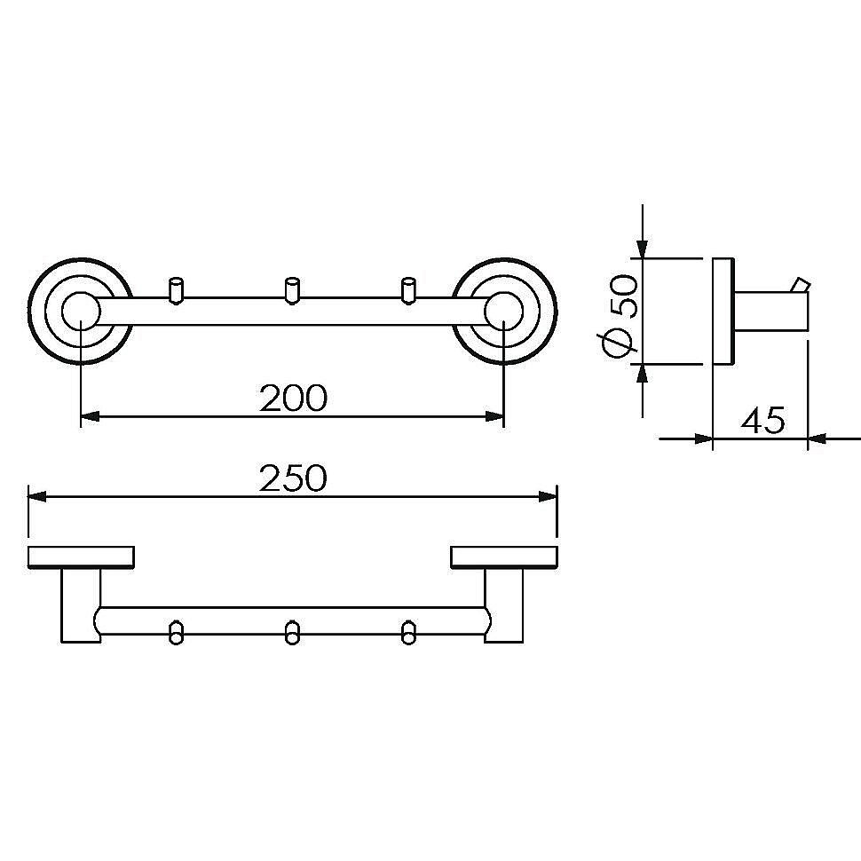 Планка с 3-мя крючками Langberger Burano 11033A купить в интернет-магазине сантехники Sanbest