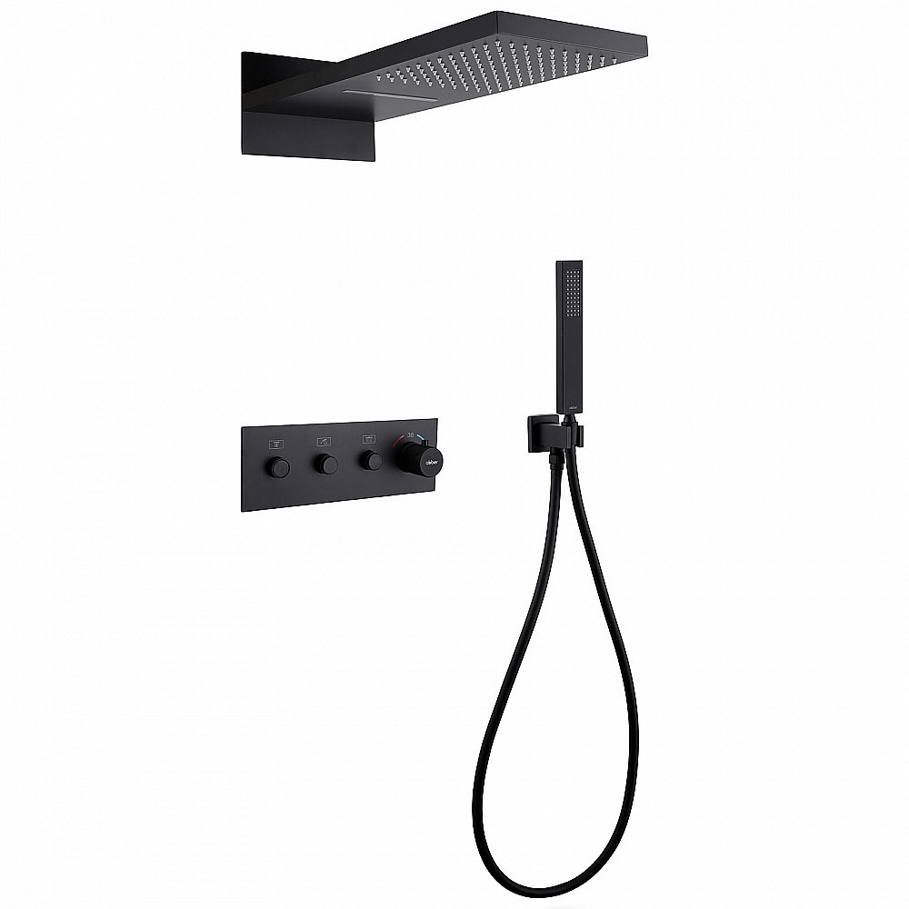 Душевая система Abber RUND AF8752B черная матовая купить в интернет-магазине сантехники Sanbest