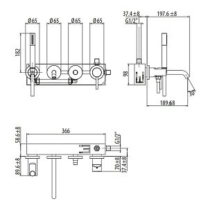 Смеситель для ванны Gattoni Circle Two 9105/91C0 купить в интернет-магазине сантехники Sanbest