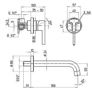 Смеситель для раковины PAINI Brera 74PJ208 золото матовое купить в интернет-магазине сантехники Sanbest