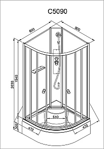 Душевая кабина AvaCan C Серия C5090 N 90х90 без крыши купить в интернет-магазине Sanbest