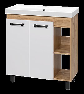 Тумба с раковиной Misty Крафт - 80 П-Кра-07080-011 белый/светлое дерево для ванной в интернет-магазине Sanbest