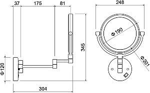 Зеркало косметические с подсветкой Aquatek AQ4912CR хром купить в интернет-магазине сантехники Sanbest
