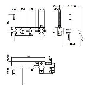 Смеситель для ванны Gattoni Circle Two 9105/91C0 купить в интернет-магазине сантехники Sanbest