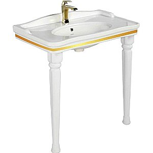 Консоль с раковиной Creavit Antik 80 AN080-00CB00E-AD00 белая/декор золото для ванной в интернет-магазине сантехники Sanbest