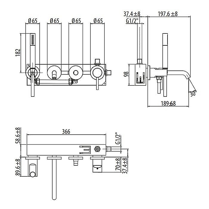 Смеситель для ванны Gattoni Circle Two 9105/91C0 купить в интернет-магазине сантехники Sanbest