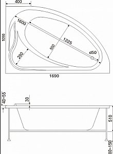Ванна BAS Милан 170x110 купить в интернет-магазине Sanbest