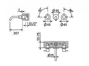 Смеситель для раковины Cezares LEAF LEAF-BLI3L-20-L-01-W0 хром купить в интернет-магазине сантехники Sanbest