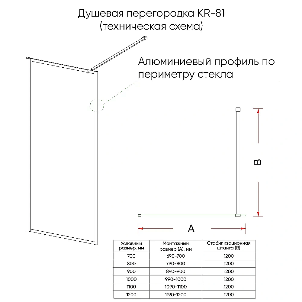 Душевое ограждение Veconi Korato 80 KR81BT-80-05-C8 стекло тонированное/профиль черный матовый купить в интернет-магазине Sanbest