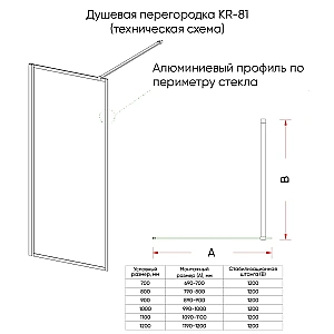 Душевое ограждение Veconi Korato 80 KR81BT-80-05-C8 стекло тонированное/профиль черный матовый купить в интернет-магазине Sanbest