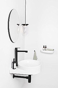 Раковина подвесная Ravak YARD 40 белая/консоль черная купить в интернет-магазине Sanbest