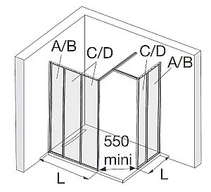 Душевое ограждение Jacob Delafon Nouvelle Vague 120 боковая стенка 80 прозрачное/черный купить в интернет-магазине Sanbest