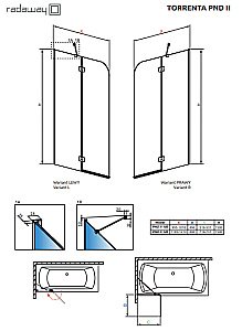 Шторка для ванны Radaway Torrenta PND II 120 стекло прозрачное/профиль хром купить в интернет-магазине Sanbest