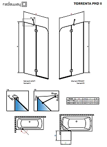Шторка для ванны Radaway Torrenta PND II 120 стекло прозрачное/профиль хром купить в интернет-магазине Sanbest