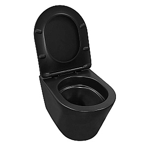Унитаз подвесной Azario Vela AZ-2480MB-1 черный матовый, безободковый, с крышкой микролифт, слив торнадо купить в интернет-магазине Sanbest