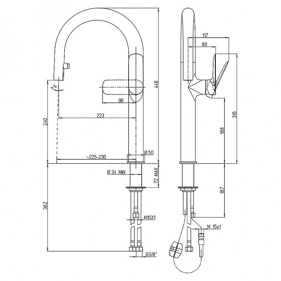 Смеситель для кухни PAINI Nove 09CR591B хром купить в интернет-магазине сантехники Sanbest
