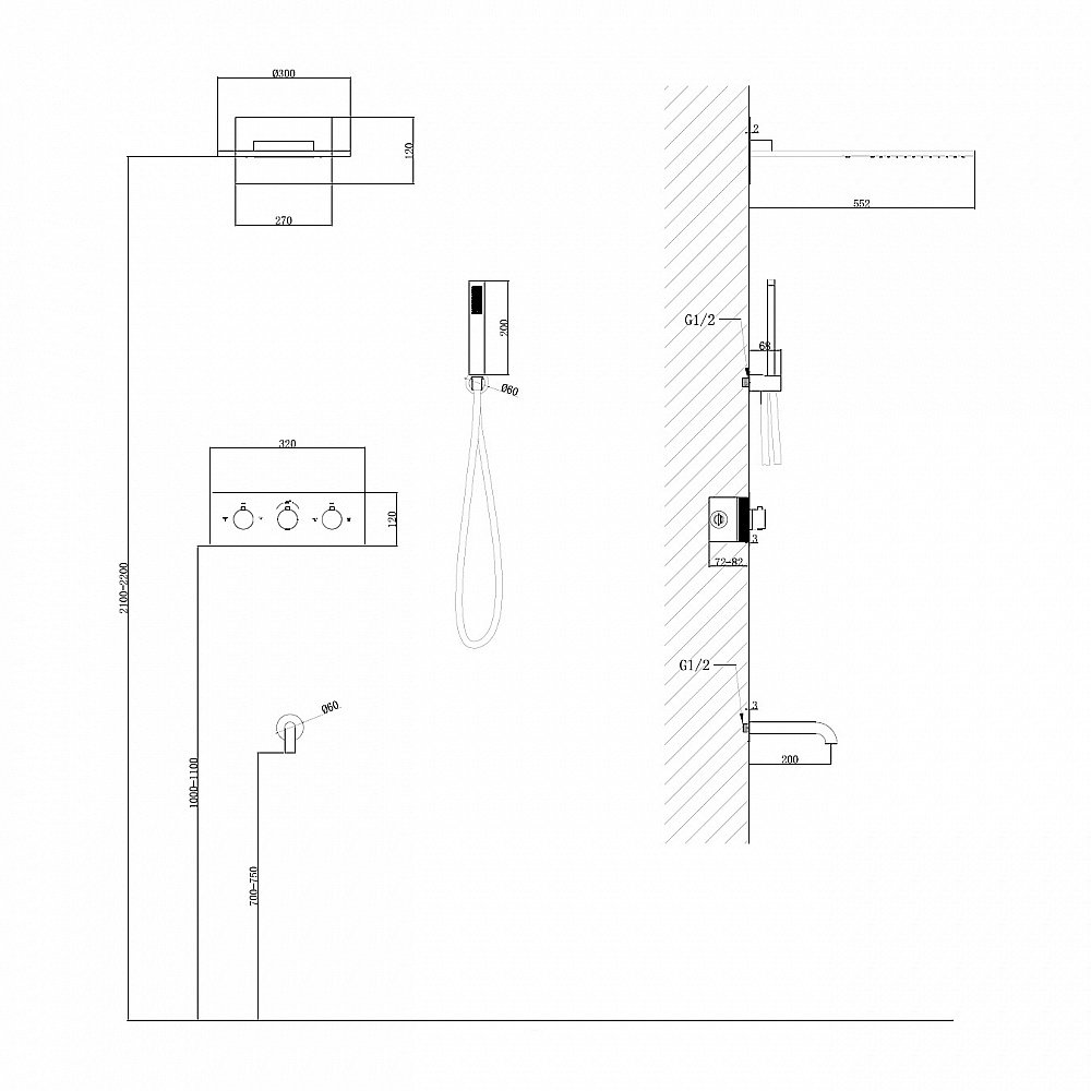 Душевая система Abber WASSER KREIS AF8150 хром купить в интернет-магазине сантехники Sanbest