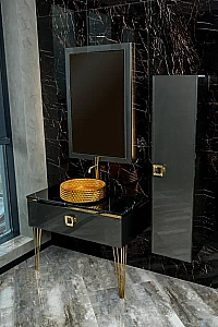 Консоль с раковиной и столешницей Armadi Art LUCIDO 80 глянцевый графит для ванной в интернет-магазине сантехники Sanbest