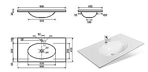Раковина Эстет VEGAS silk 90 ФР-00014923 белая матовая купить в интернет-магазине Sanbest