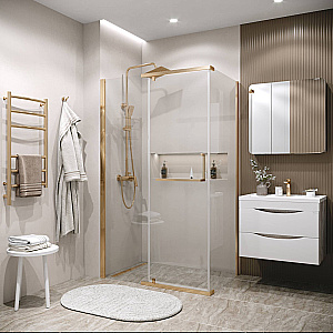 Душевой уголок Grossman Pragma 120х90 120.K33.03.1290.32.00 стекло прозрачное/профиль золото брашированное купить в интернет-магазине Sanbest