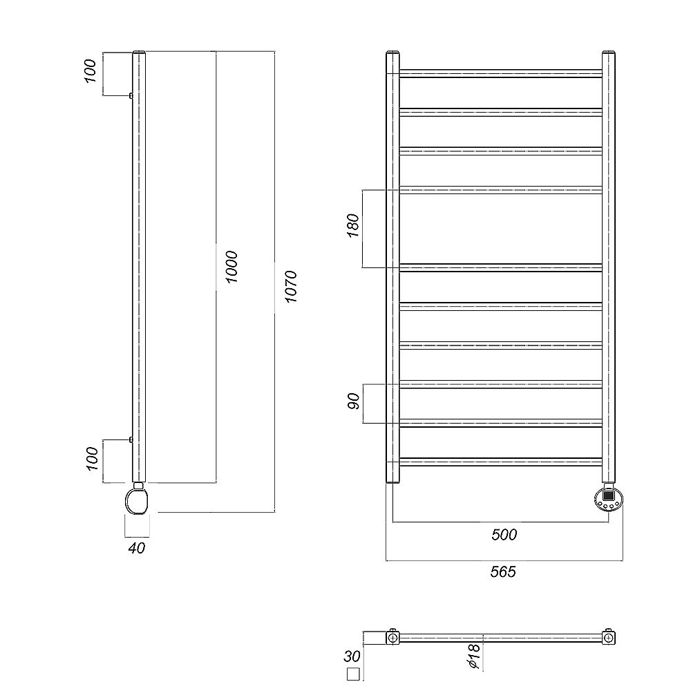 Полотенцесушитель электрический Domoterm Куба П10 500х1000 E хром купить в интернет-магазине сантехники Sanbest