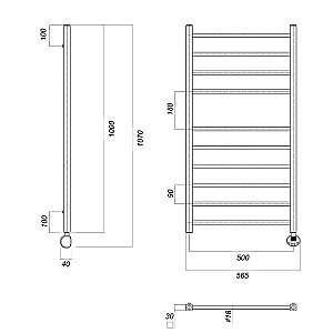 Полотенцесушитель электрический Domoterm Куба П10 500х1000 E хром купить в интернет-магазине сантехники Sanbest