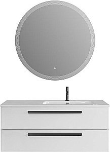 Тумба с раковиной Cezares ECO-CER-N 120 ECO-CER-N-1200-2C-SO-BL белая глянцевая левая/правая для ванной в интернет-магазине Sanbest