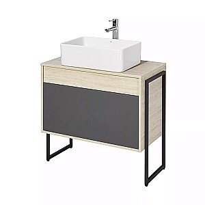 Тумба с раковиной Акватон Лофт Урбан 80 графит\орегон для ванной в интернет-магазине Sanbest