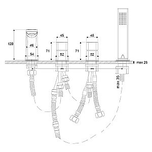Смеситель для ванны Excellent Keria AREX.2034CR хром купить в интернет-магазине сантехники Sanbest