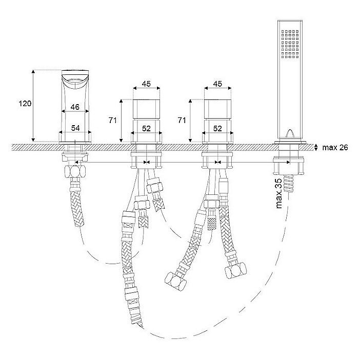 Смеситель для ванны Excellent Keria AREX.2034CR хром купить в интернет-магазине сантехники Sanbest