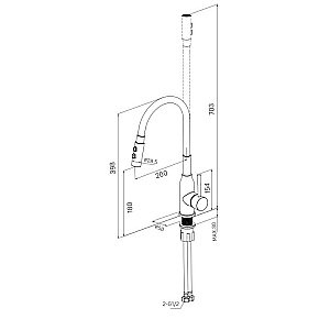 Смеситель для кухни Milardo Meal M01SB2FM05 хром/черный купить в интернет-магазине сантехники Sanbest