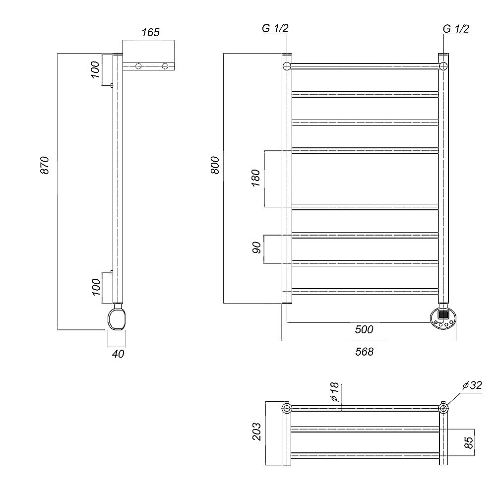 Полотенцесушитель электрический Domoterm Медея сп П8 500x800 E хром купить в интернет-магазине сантехники Sanbest