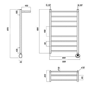 Полотенцесушитель электрический Domoterm Медея сп П8 500x800 E хром купить в интернет-магазине сантехники Sanbest