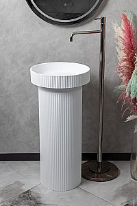 Раковина Boheme Corian 40 801-R-MW+801-Base-Rib белая матовая/белый матовый купить в интернет-магазине Sanbest