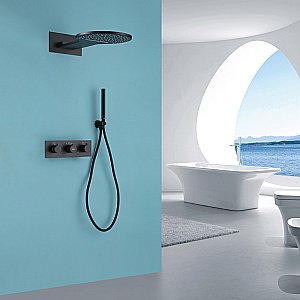 Душевая система ABBER Wasser Kreis AF8151B черный матовый купить в интернет-магазине сантехники Sanbest