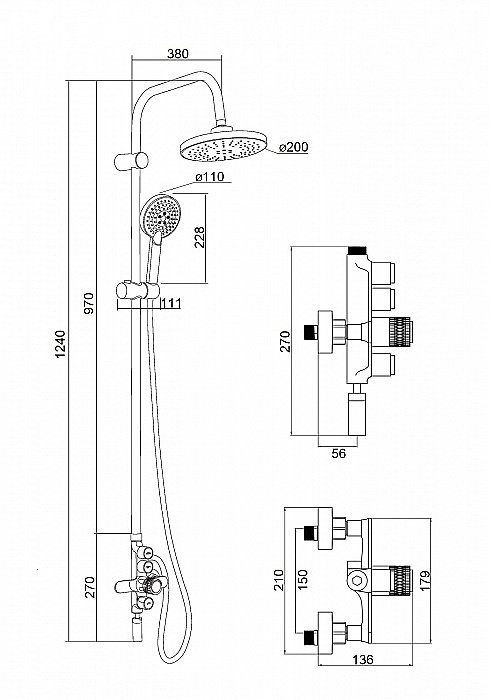 Душевая система Orange PUSH M01-911cr хром купить в интернет-магазине сантехники Sanbest