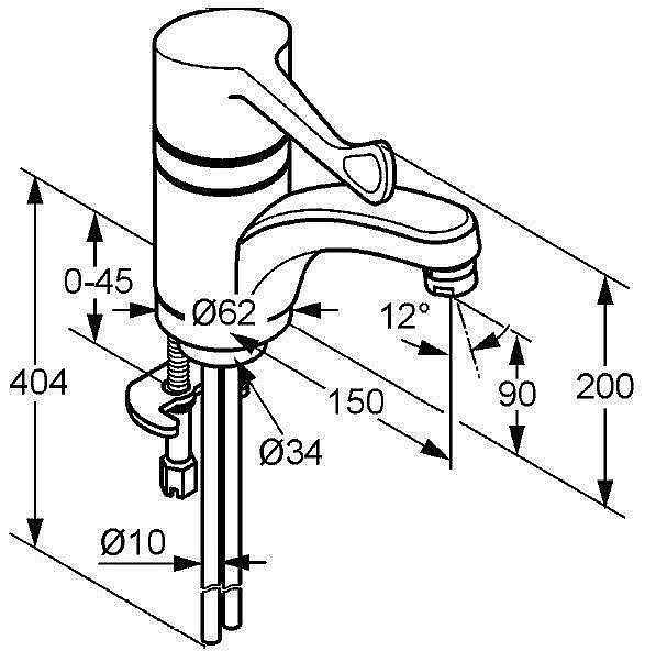 Смеситель для раковины Kludi Medi Care 341130534 хром купить в интернет-магазине сантехники Sanbest
