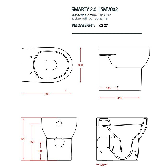 Унитаз напольный безободковый Artceram Smarty SMV002 белый купить в интернет-магазине Sanbest