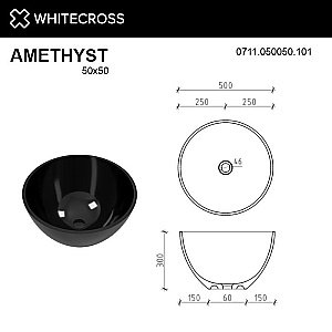 Раковина накладная WhiteCross Amethyst 50 0711.050050.101 черная купить в интернет-магазине Sanbest