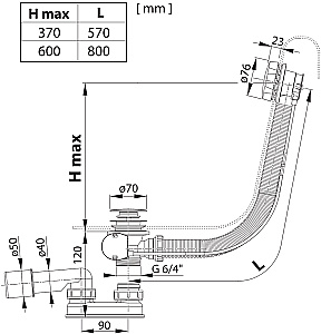 Слив-перелив Ravak X01846 черный матовый купить в интернет-магазине сантехники Sanbest