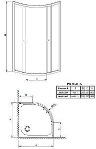 Душевой уголок Radaway Premium Plus A 100х100 30423-01-02N стекло матовое/профиль хром купить в интернет-магазине Sanbest