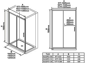 Душевая дверь Ravak BLIX SLIM BLSDP2-110 блестящий/Transparent купить в интернет-магазине Sanbest