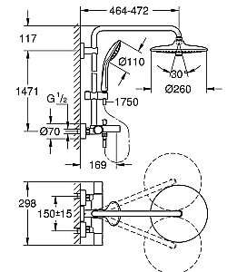Душевая система Grohe Euphoria System 27475001 купить в интернет-магазине сантехники Sanbest