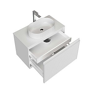 Тумба с раковиной подвесная Grossman КРИСТАЛЛ 80 с 1 ящ, белая глянец/столешница белая глянец для ванной в интернет-магазине Sanbest