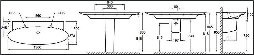Раковина Jacob Delafon PRESQU`ILE 130 E4445-00 белая купить в интернет-магазине Sanbest
