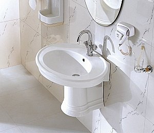 Раковина на полупьедестале CeramaLux N 75 2011 белая купить в интернет-магазине Sanbest